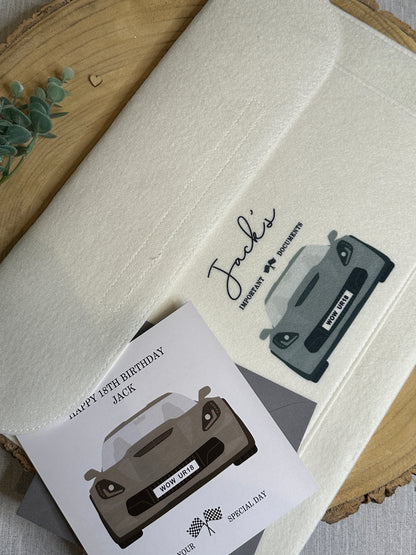 Personalised Car Document Wallet Folder