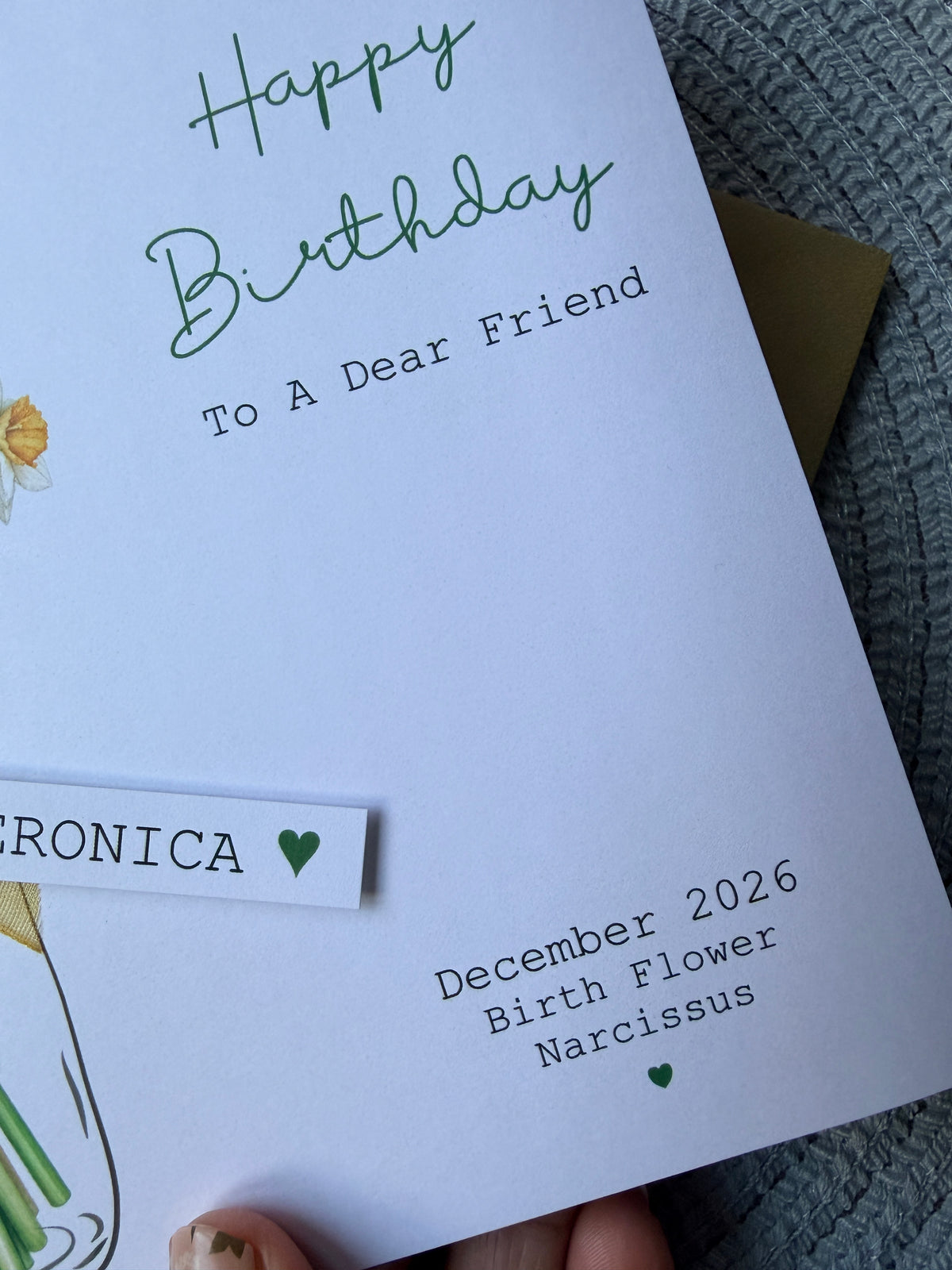 Personalised December Birthday Flower Card - Narcissus