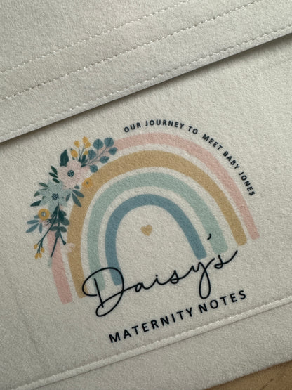 Personalised Pregnancy Notes Folder - Rainbow Maternity Notes, Welsh/English, Baby Shower Gift, Baby Journey Folder, Nodiadau Mamolaeth