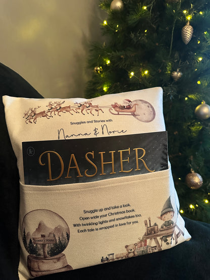 Personalised Christmas Children’s Reading Cushion with Book Pocket