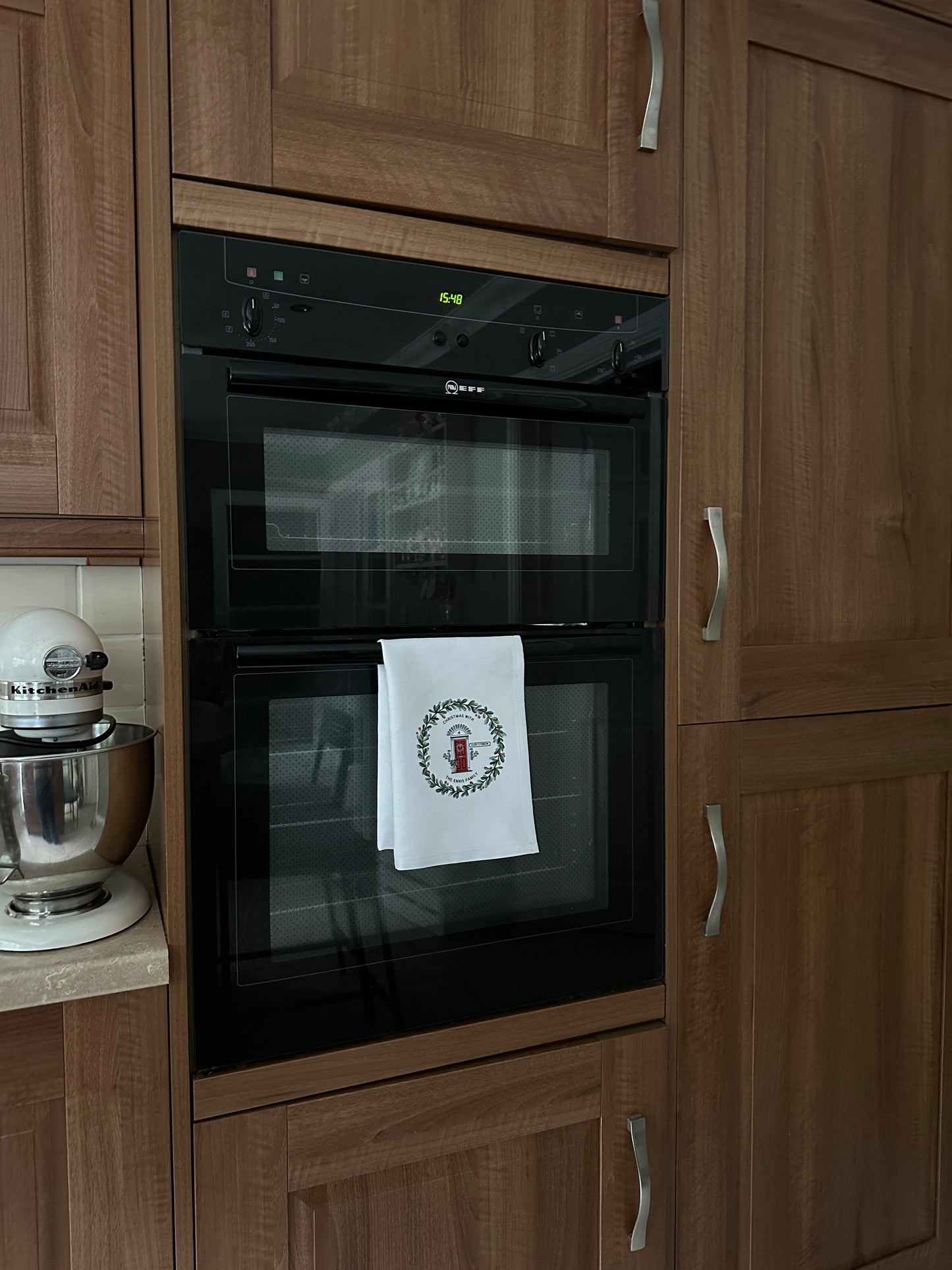 Personalised Christmas Tea Towel; Christmas Front Door with address details