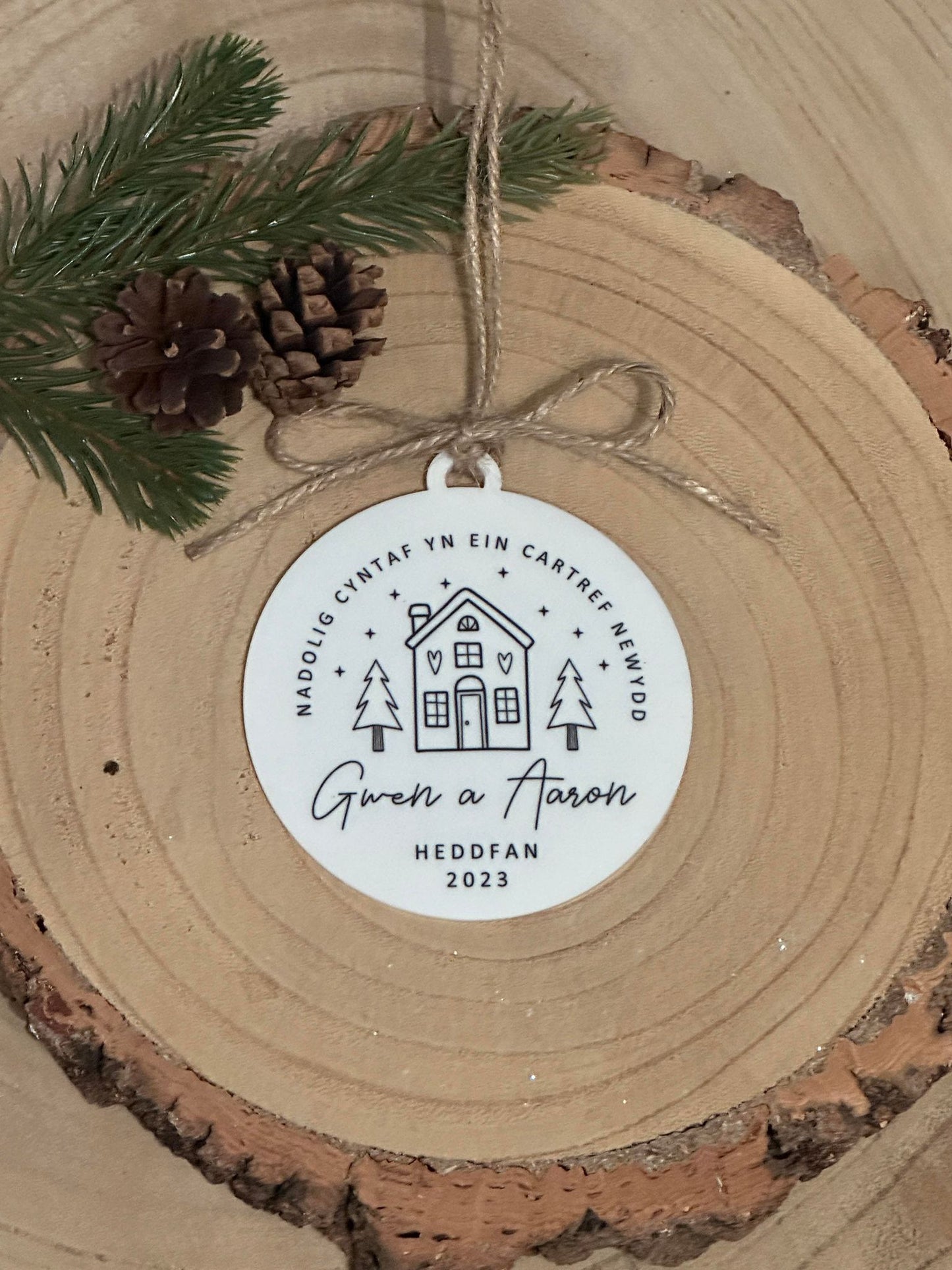 Personalised 1st Christmas In Our New Home Bauble - First Christmas Decoration, Tree Decoration, First Home - English or Welsh