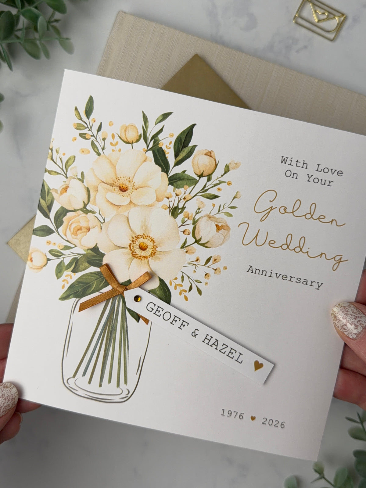 Personalised Golden Wedding Anniversary Card, 50th Anniversary or Any Number of Years
