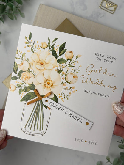 Personalised Golden Wedding Anniversary Card, 50th Anniversary or Any Number of Years