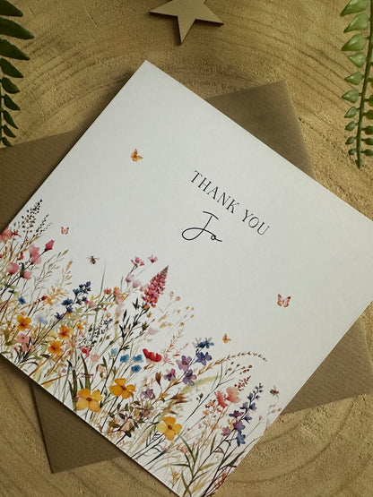 Personalised Ceramic Vase Wildflower Design and Matching Card Option