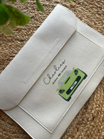 Personalised Car Document Wallet Folder