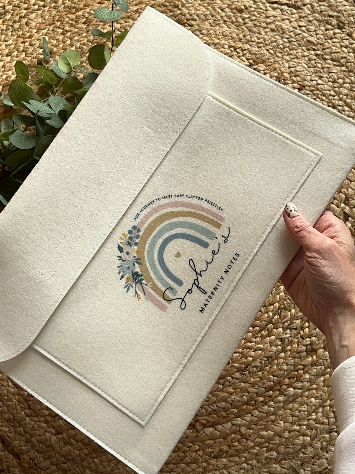 Personalised Pregnancy Notes Folder - Rainbow Maternity Notes, Welsh/English, Baby Shower Gift, Baby Journey Folder, Nodiadau Mamolaeth