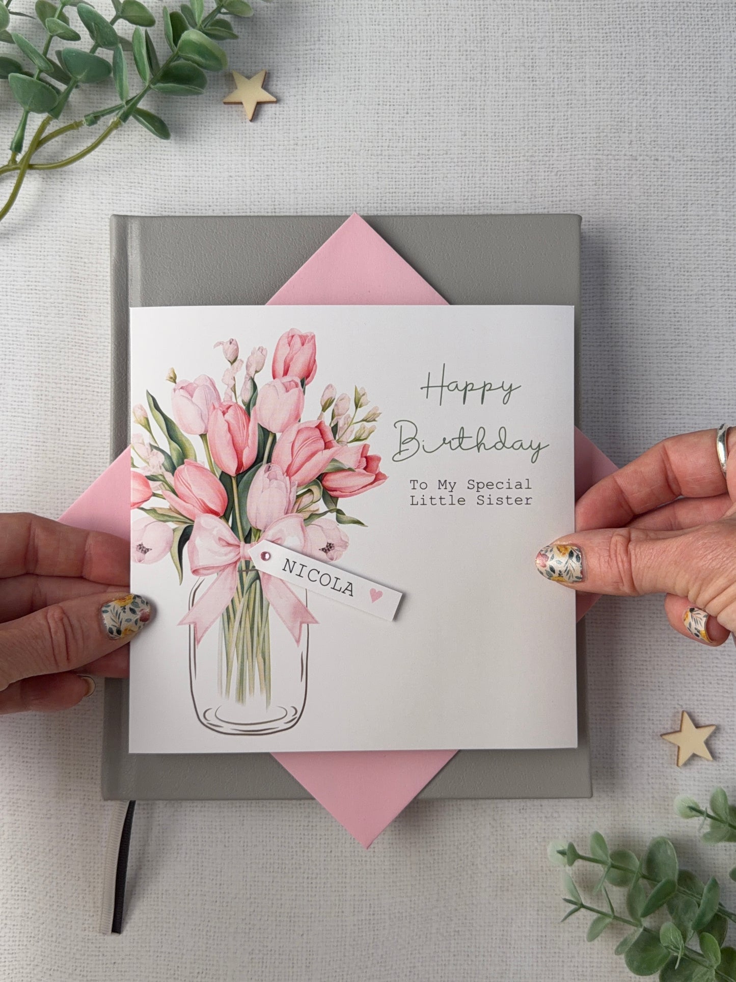 Personalised Birthday Card - Tulips - Mum, Friend, Auntie, Wife, Daughter, Sister