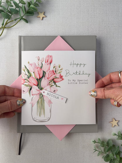 Personalised Birthday Card - Tulips - Mum, Friend, Auntie, Wife, Daughter, Sister