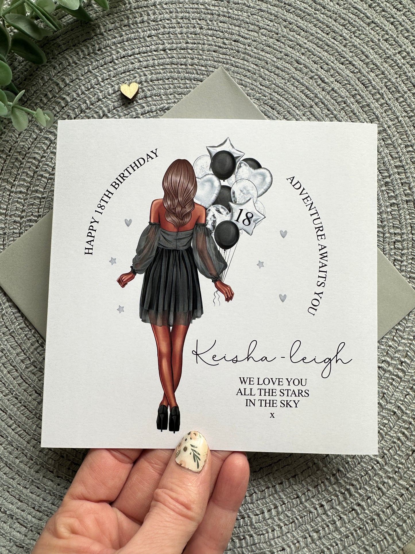 Personalised Birthday Girl Balloons Card, 16th 18th, 21st, 30th, 40th, 50th, Any Relation