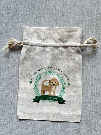 Personalised Dog Treat Bag - Custom Puppy dog Treat Pouch, Dog Breed Customisation, Perfect Pet Owner & New Puppy Gift