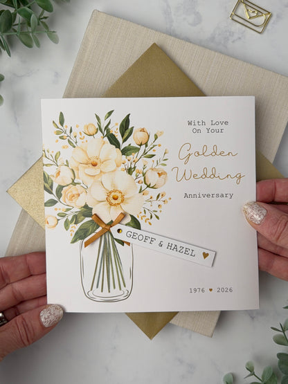Personalised Golden Wedding Anniversary Card, 50th Anniversary or Any Number of Years