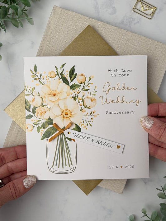 Personalised Golden Wedding Anniversary Card, 50th Anniversary or Any Number of Years