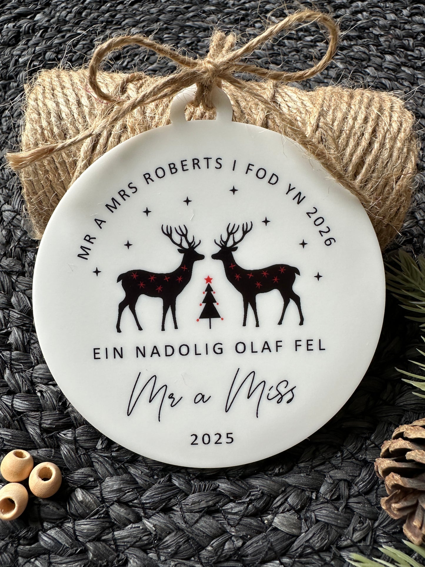Personalised Last Christmas as Mr and Miss Bauble - Last Christmas Decoration, Tree Decoration, Wedding in 2026 - English or Welsh - Mr & Mrs to be - Mrs and Mrs to be