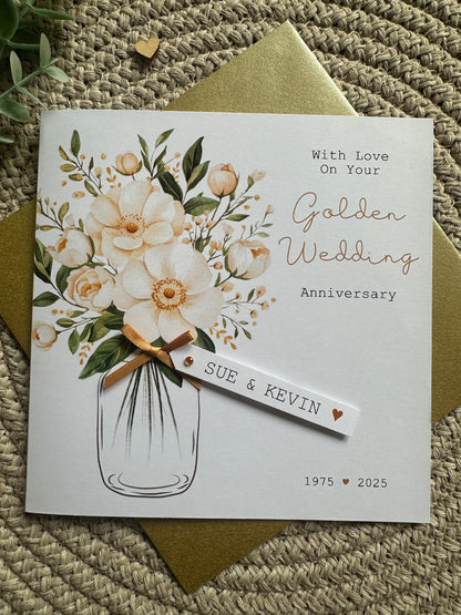 Personalised Golden Wedding Anniversary Card, 50th Anniversary or Any Number of Years