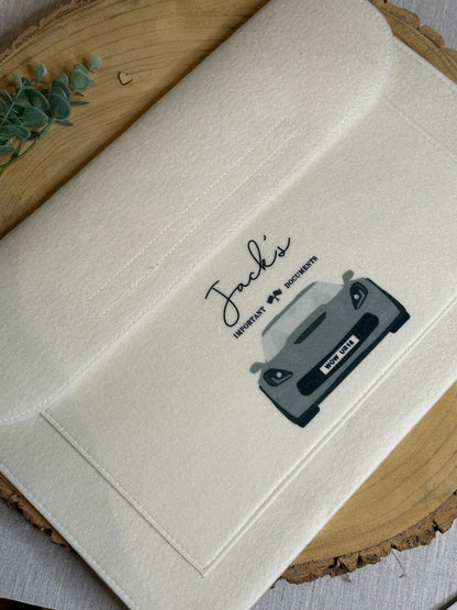 Personalised Car Document Wallet Folder