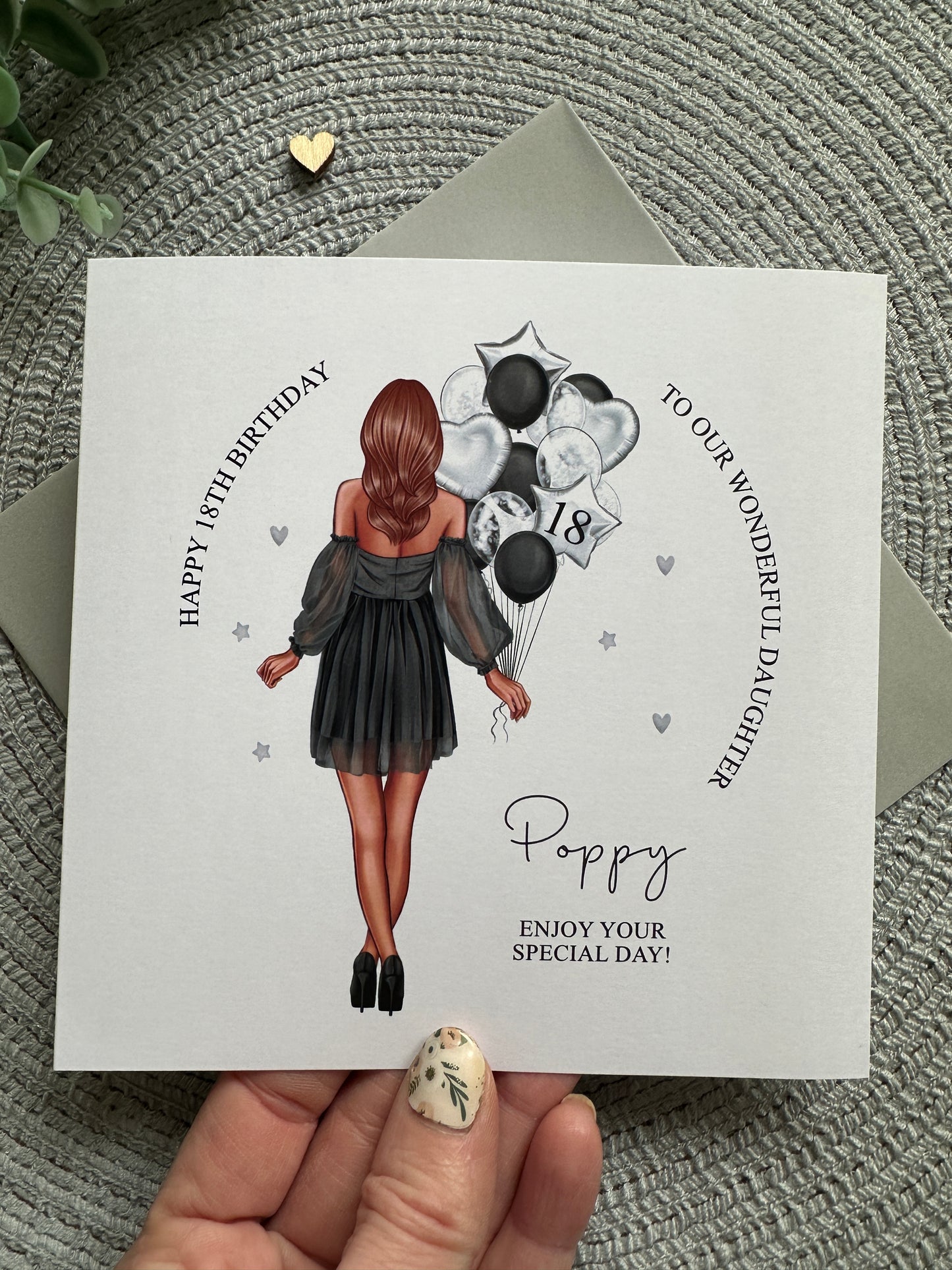 Personalised Birthday Girl Balloons Card, 16th 18th, 21st, 30th, 40th, 50th, Any Relation