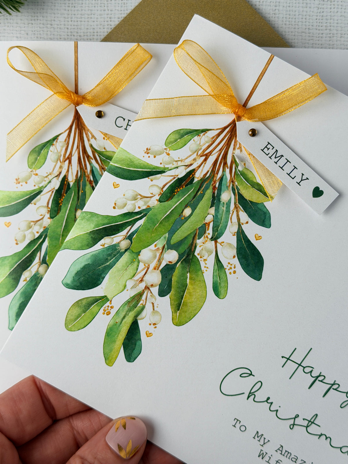 Personalised Mistletoe Christmas Card - For loved one, Husband, Wife, etc