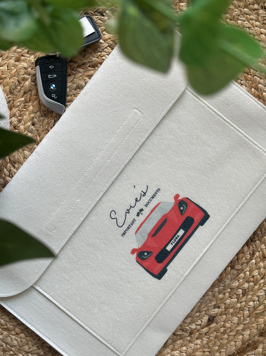 Personalised Car Document Wallet Folder