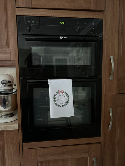 Personalised Christmas Tea Towel; Christmas with the Family