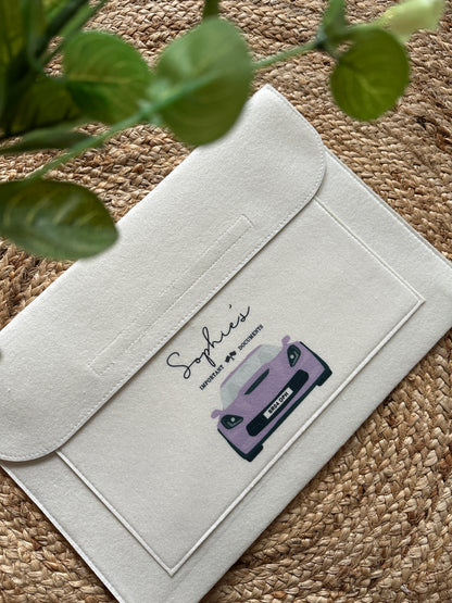 Personalised Car Document Wallet Folder