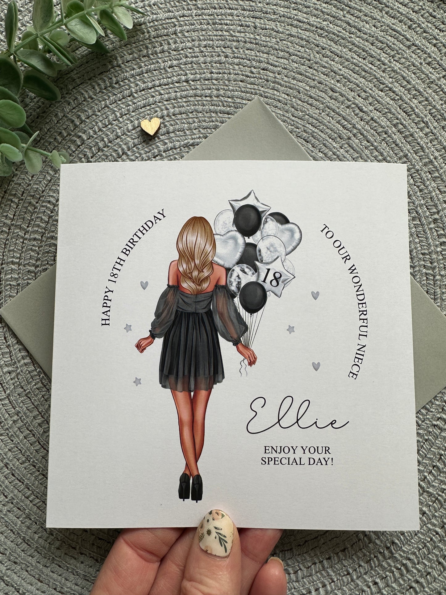 Personalised Birthday Girl Balloons Card, 16th 18th, 21st, 30th, 40th, 50th, Any Relation