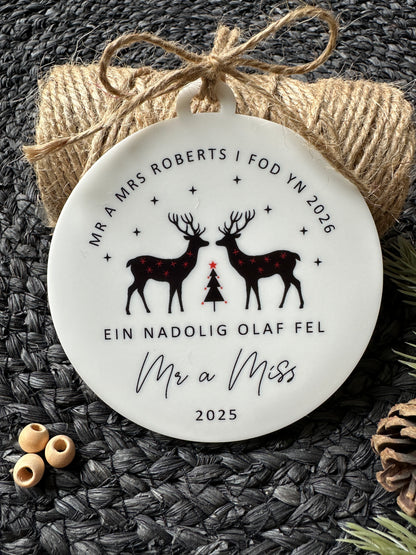 Personalised Last Christmas as Mr and Miss Bauble - Last Christmas 2026 Decoration, Tree Decoration, Wedding in 2027 - English or Welsh - Mr & Mrs to be - Mrs and Mrs to be