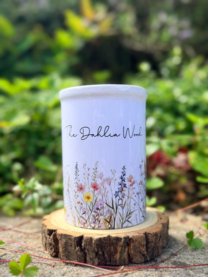 Personalised Ceramic Vase Wildflower Design and Matching Card Option