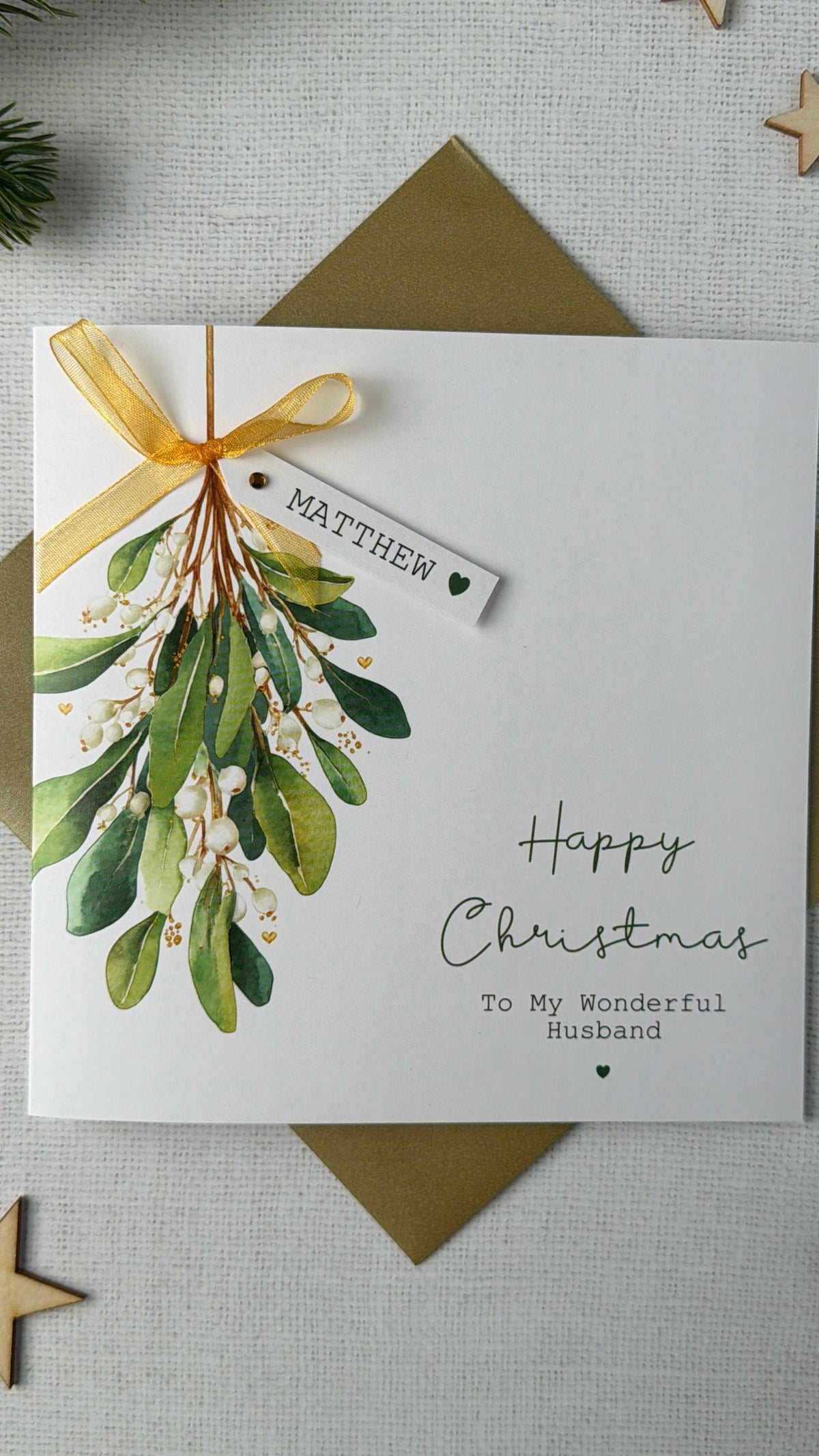 Personalised Mistletoe Christmas Card - For loved one, Husband, Wife, etc