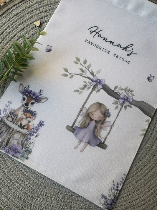 Personalised Girls Fairy Bag – Birthday Gift, Toy Bag, Optional Matching Card