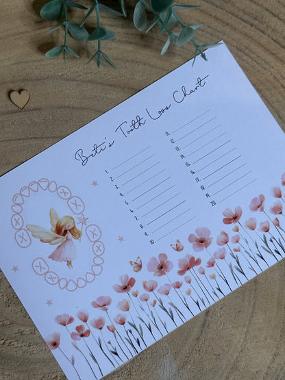 Personalised Tooth Fairy Bag, Chart & Coin Holder Set, Custom Tooth Loss Keepsake, Tooth Fairy Gift Set with Pouch