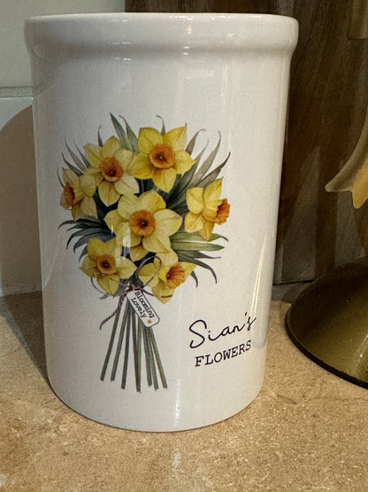 Personalised Ceramic Vase with Daffodil Design