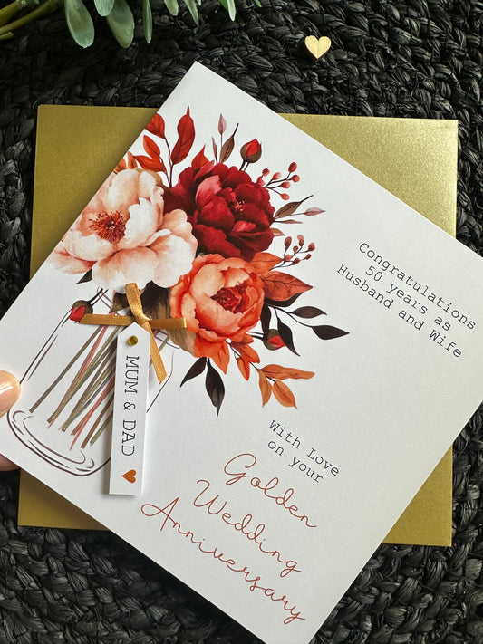 Personalised Golden Wedding Anniversary Card - 50 years married