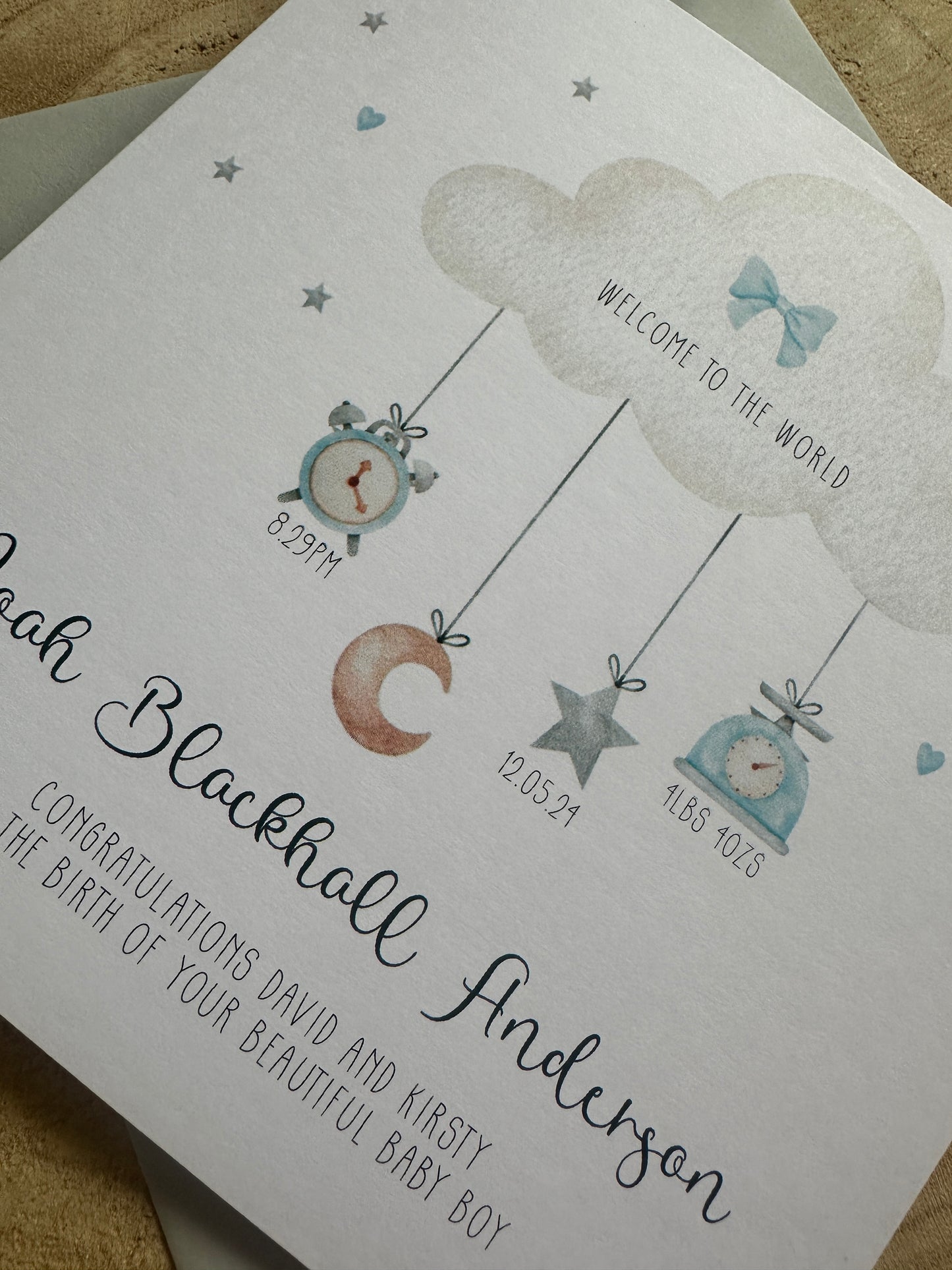 Personalised Handmade New Baby Girl Congratulations Card English or Welsh Llongyfarchiadau Welcome to the World Croeso i'r Byd