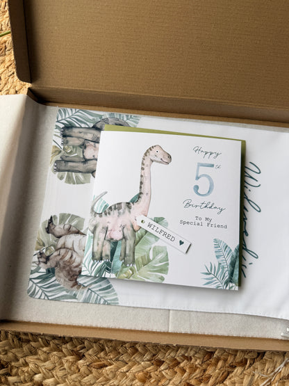 Personalised Boys Dinosaur Bag – Birthday Gift, Toy Bag, Optional Matching Card