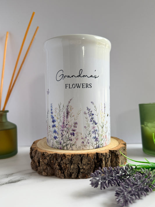 Personalised Ceramic Vase Wildflower Design and Matching Card Option