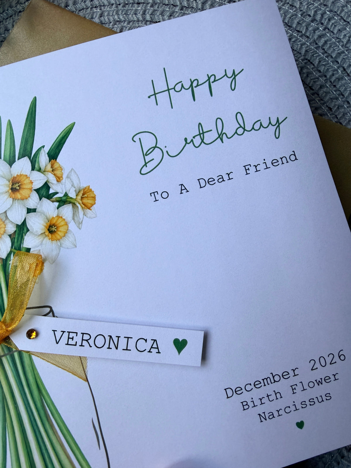 Personalised December Birthday Flower Card - Narcissus