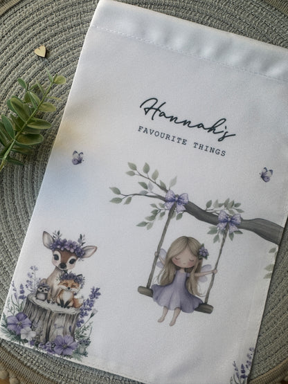 Personalised Girls Fairy Bag – Birthday Gift, Toy Bag, Optional Matching Card