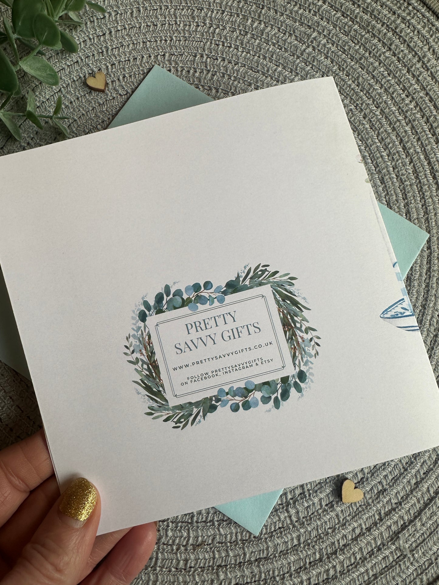 Rear of card by Pretty Savvy Gifts