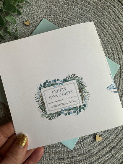 Rear of card by Pretty Savvy Gifts