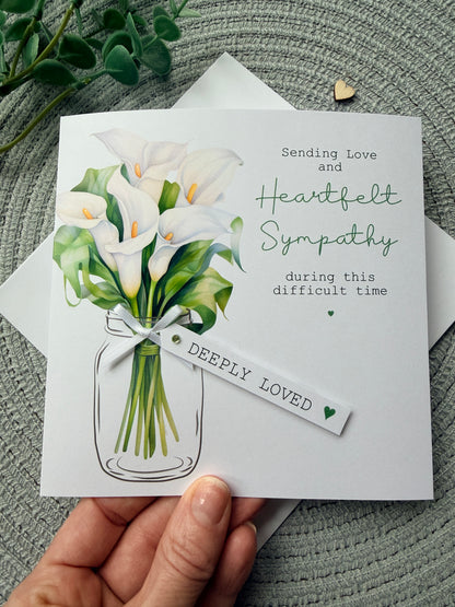 Personalised Lily Sympathy Card - Thinking of you bereavement card