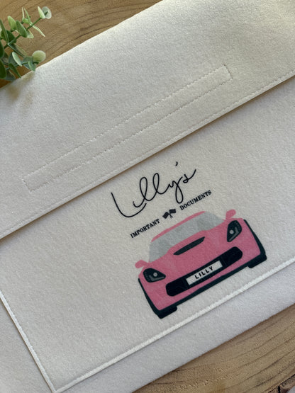 Personalised Car Document Wallet Folder