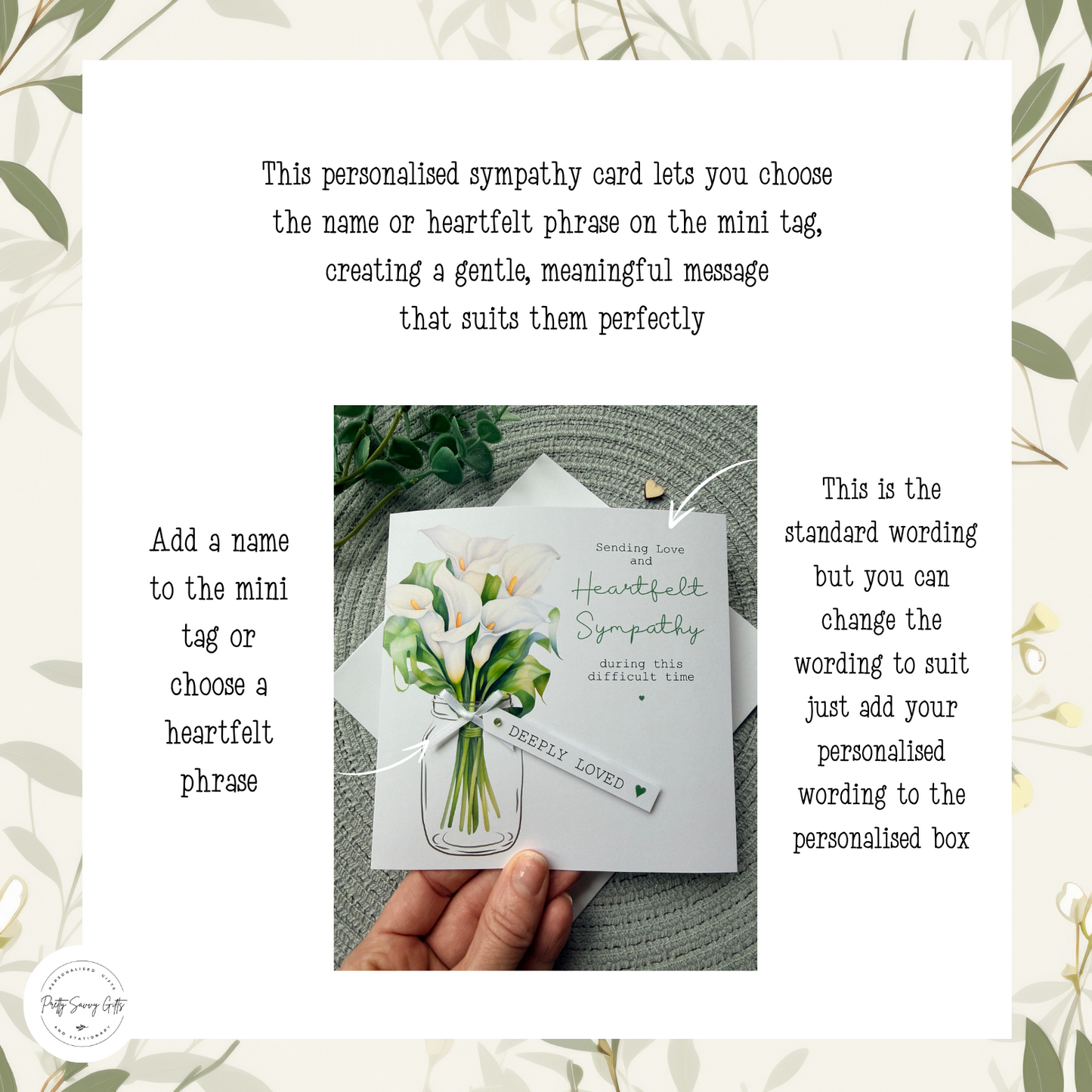 Personalised Lily Sympathy Card - Thinking of you bereavement card
