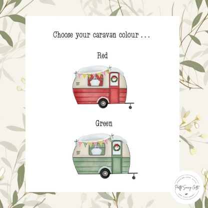 Personalised Caravan Christmas Decoration; Custom Ornament with Wreath