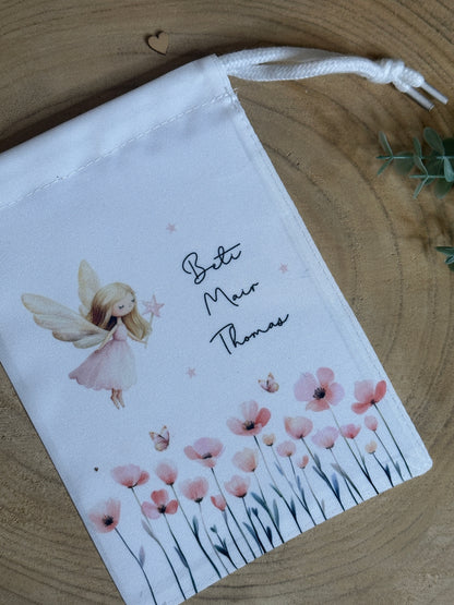 Personalised Tooth Fairy Bag, Chart & Coin Holder Set, Custom Tooth Loss Keepsake, Tooth Fairy Gift Set with Pouch