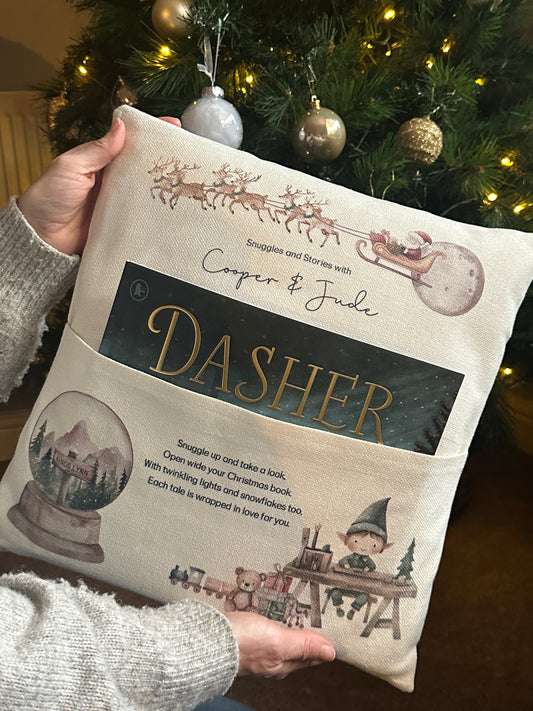 Personalised Christmas Children’s Reading Cushion with Book Pocket