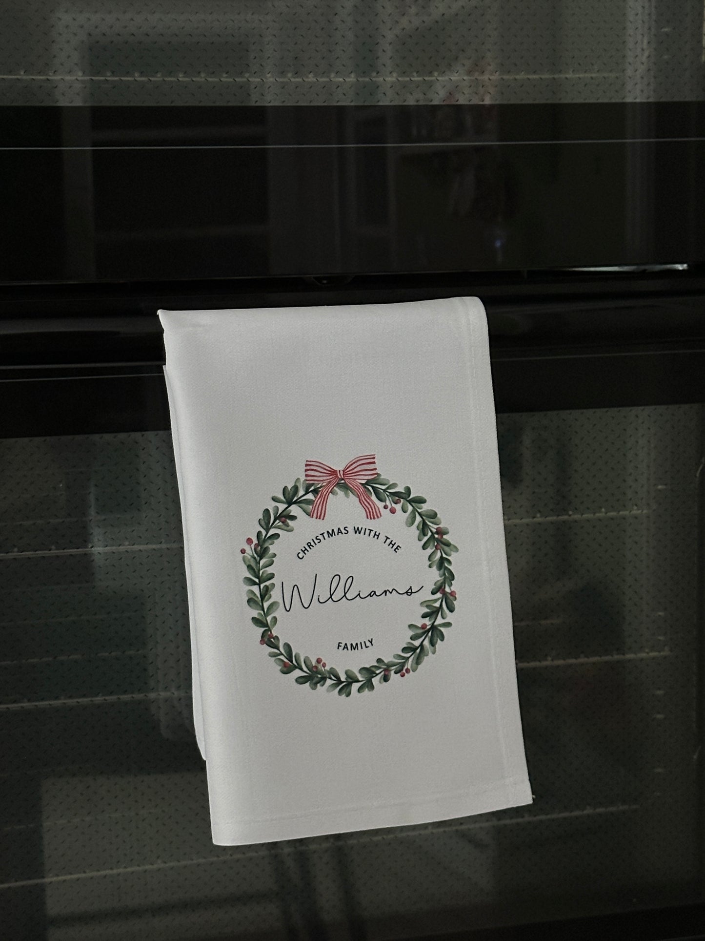 Personalised Christmas Tea Towel; Christmas with the Family