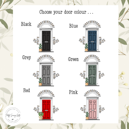 Personalised Christmas Tea Towel; Christmas Front Door with address details
