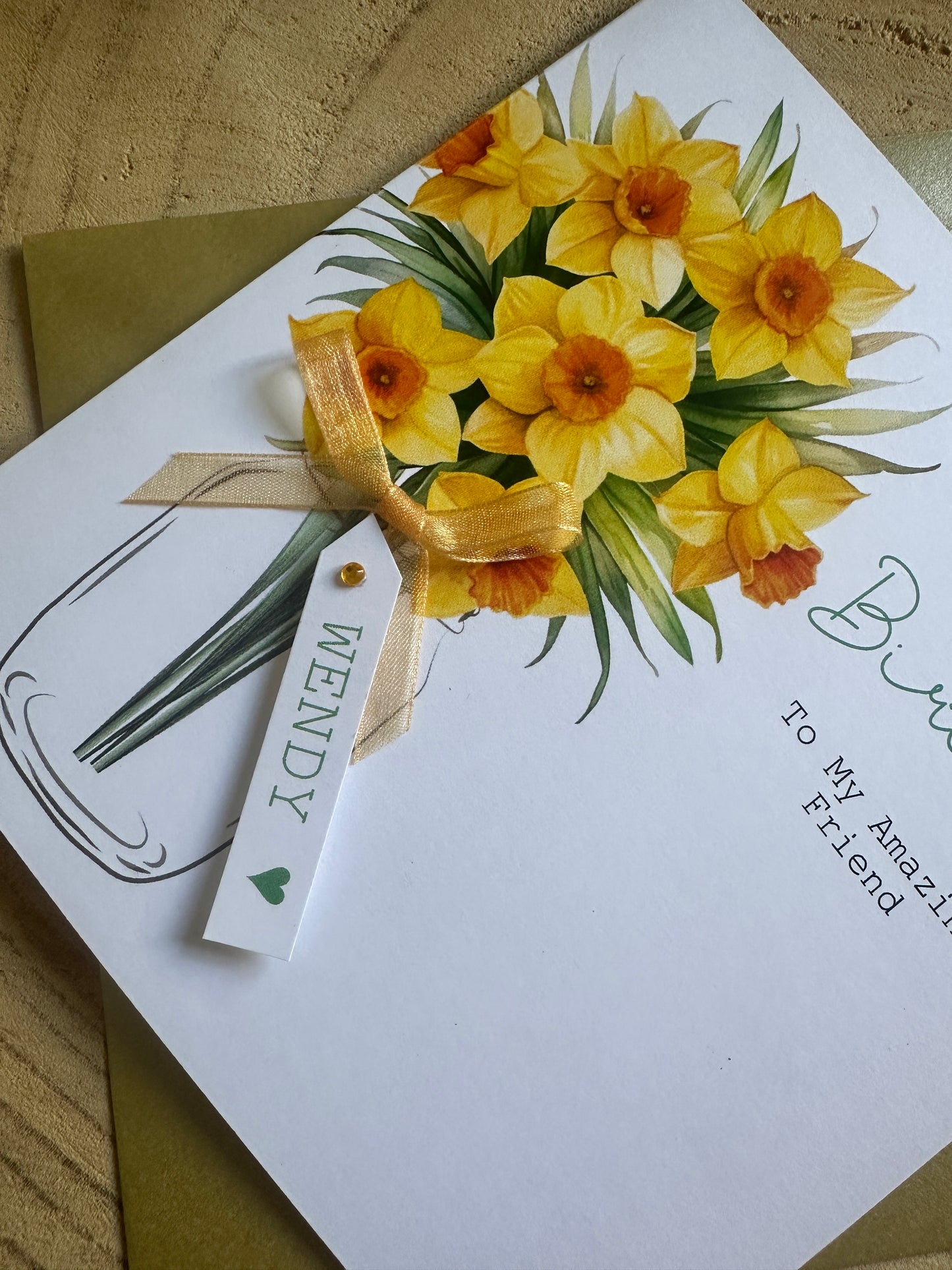 Personalised Birthday Card - Daffodils - Mum, Friend, Auntie, Wife, Daughter