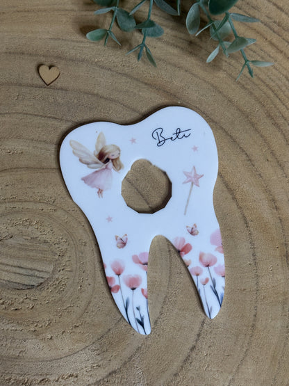 Personalised Tooth Fairy Bag, Chart & Coin Holder Set, Custom Tooth Loss Keepsake, Tooth Fairy Gift Set with Pouch